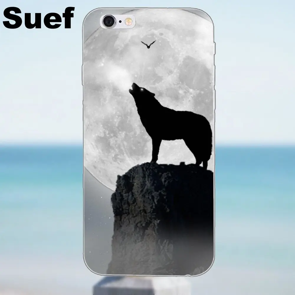 Чехлы из ТПУ с волком под луной для iPhone X 4 4S 5 5S 5C SE 6 6S 7 8 Plus Samsung Galaxy J1 J3 J5 J7 A3 A5 2016