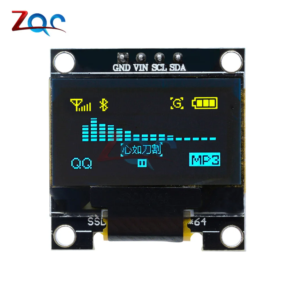 0 96 дюймовый IIC последовательный желтый синий OLED дисплей модуль 128X64 I2C SSD1306 12864