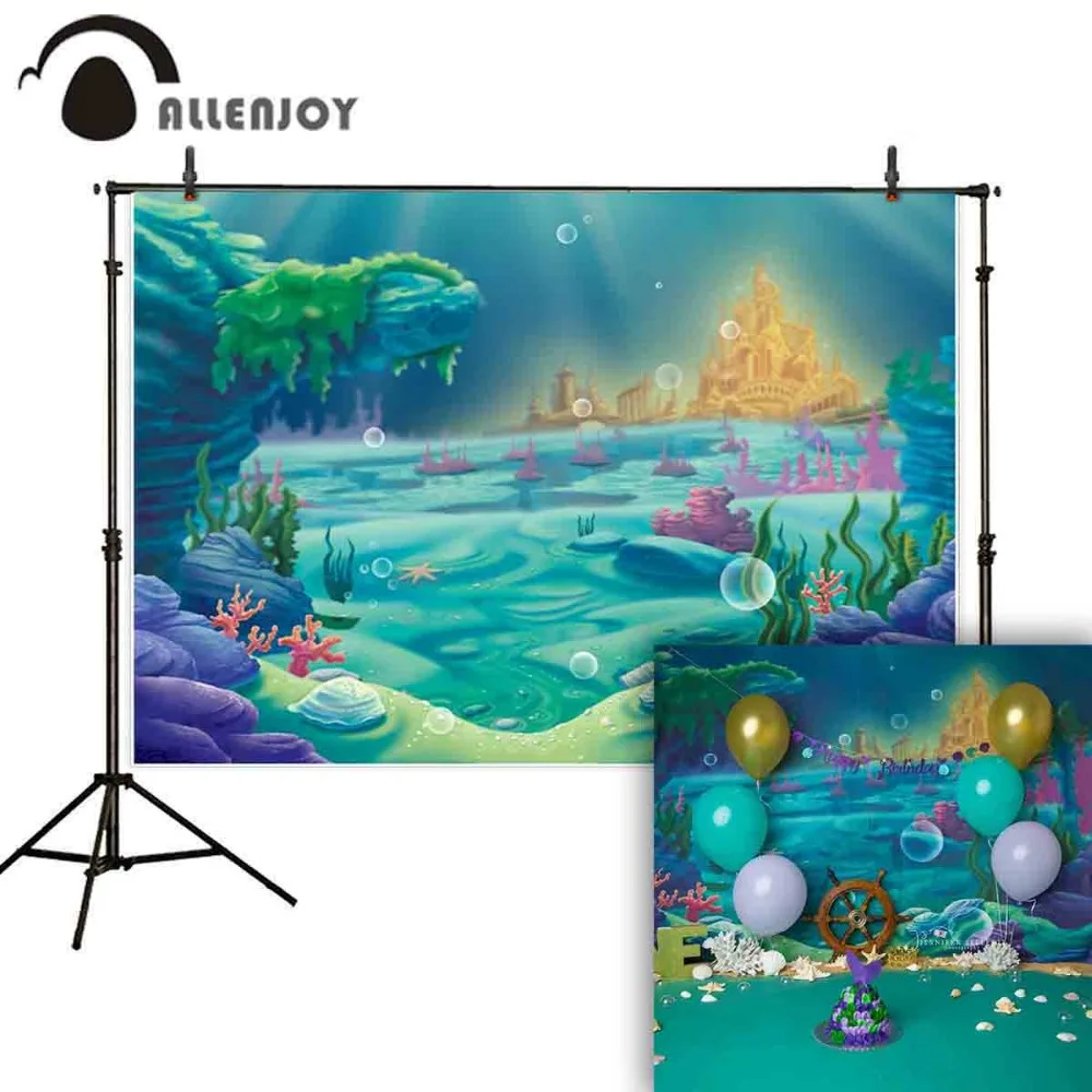 Allenjoy фоны для фотостудии с морским дном и замком из мультфильма детей дня