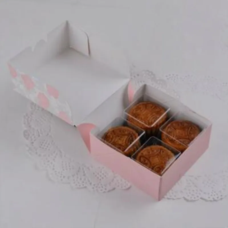 10 шт./лот розовые синие декоративные квадратные коробки для печенья торта конфет