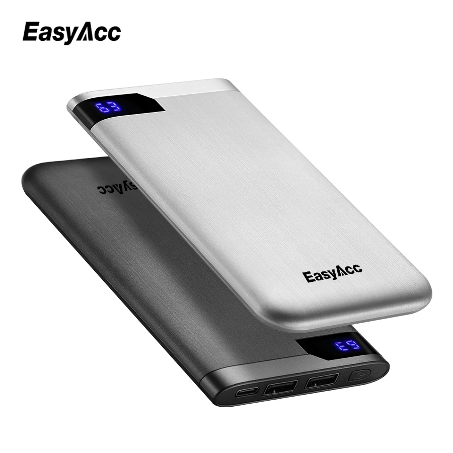 Блок питания Easyacc на 10000 мА · ч Портативный 2 Портовый ультратонкий полимерный ЖК
