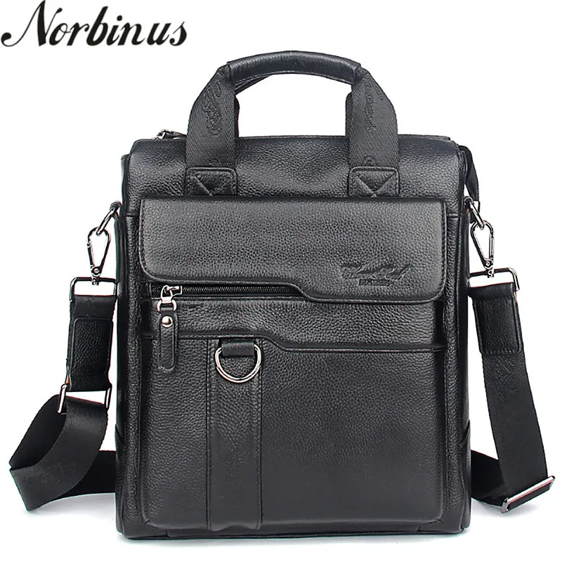 

Norbinus Genuine Leather Men Messenger Bag Real Cowhide Fashion Crossbody Bag Cow Leather Business Handbags Tote Male Travel Bag