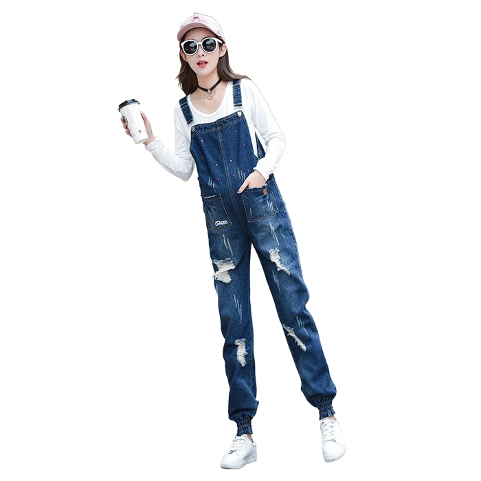 Весенне осенние джинсы с поясом брюки Капри джинсовый комбинезон большого