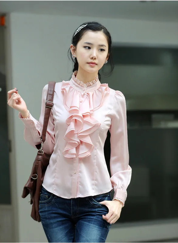 Женская атласная рубашка с длинными рукавами-фонариками Элегантная блузка