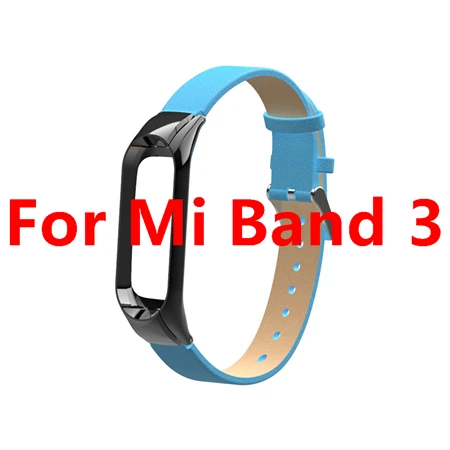 Blue For Mi 3 Кожаный ремешок mi Band 4 для Xiaomi mi Band 4 mi band 4 умный Браслет Анти-потеря спортивный браслет mi Band 3 ремешок умные аксессуары - Цвет: Blue For Mi 3