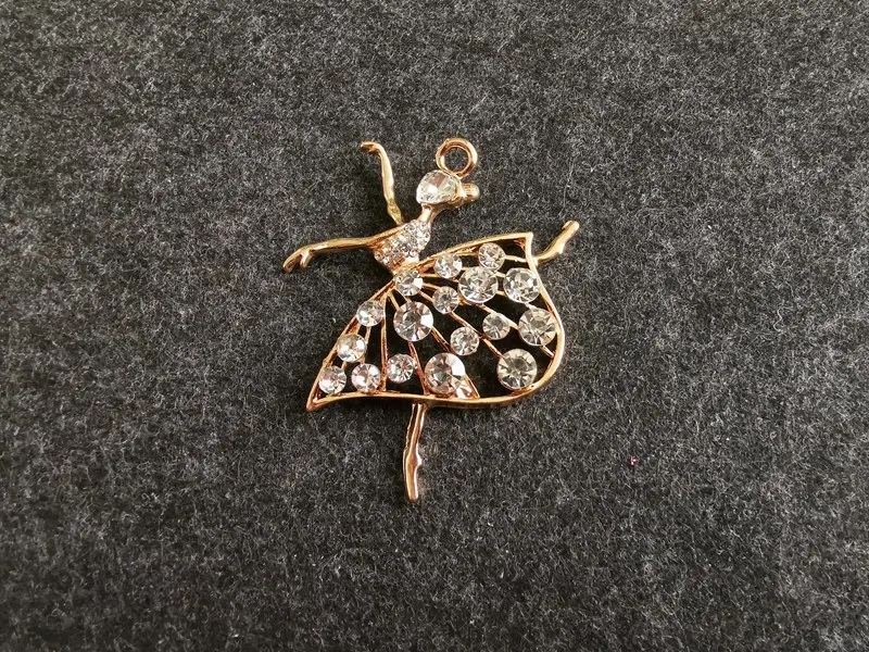 6pcs per lot 53*65mm Cell Phone case DIY Rhinestone Zinc Alloy Dancing Dress ballet Girl Decoration pendant Charms | Украшения и