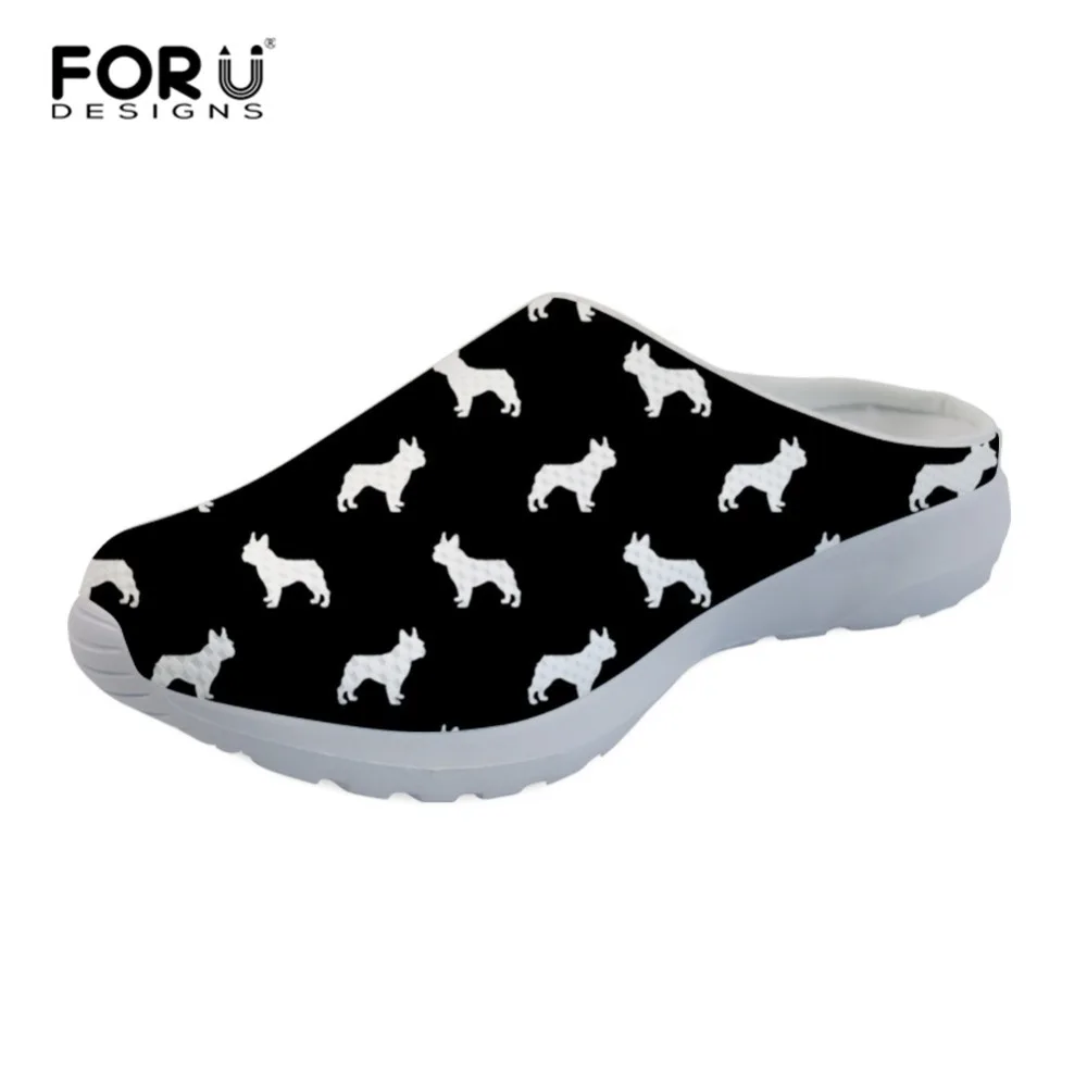 FORUDESIGNS/женские шлепанцы с французским бульдогом; модные плюшевые тапочки; сезон осень-зима; женские сетчатые сандалии; обувь на плоской подошве; femme zapatilla