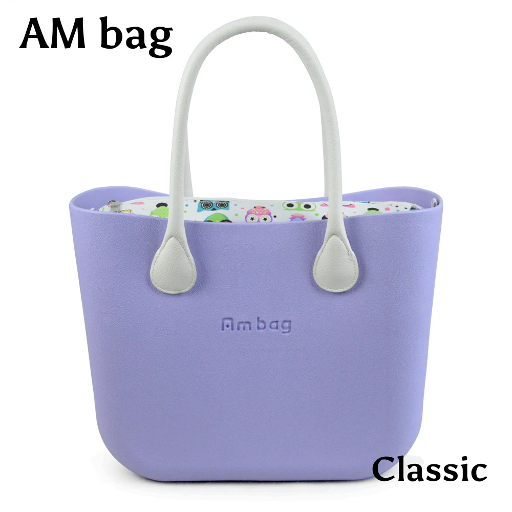AMbag Новинка Obag стильная Водонепроницаемая Классическая большая сумка Ambag EVA с цветочной холщовой вставкой подкладка цветная кожаная ручка
