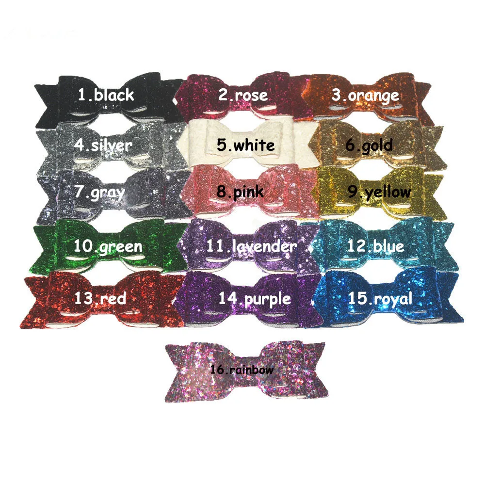 100 шт./лот 3 6 &quotкожаная Бабочка для волос с блеском кожаный блестящий бант повязка