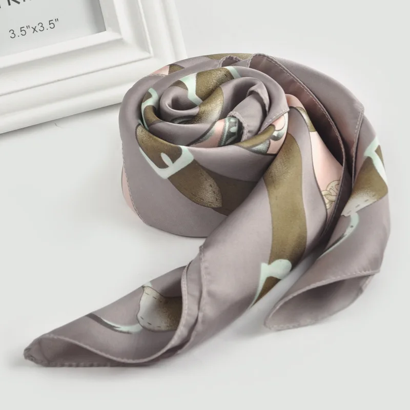 Новый маленький квадратный шелковый атласный шарф с принтом 65X65 см|silk scarf|satin silk
