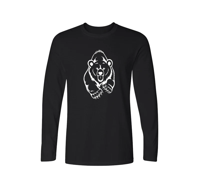 Футболка мужская с длинным рукавом хлопок принт бурый медведь гризли