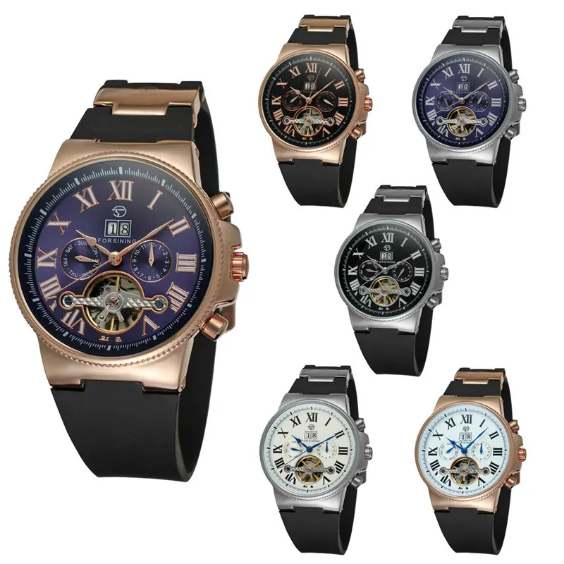 FORSINING Tourbillon Мужские часы армейские спортивные мужские роскошные скелетоны