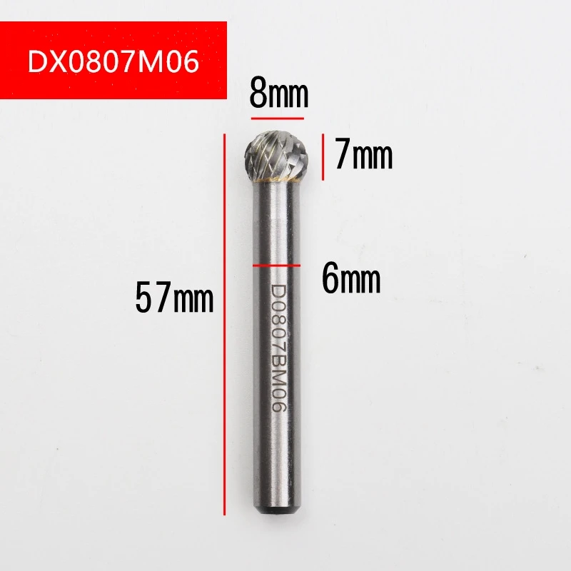 DX0807M06 D Тип шаровой формы одиночный двойной резки карбида роторный напильник с 6 мм Диаметр хвостовика Для работа по дереву Полировка Инструмент - Цвет: DX0807M06