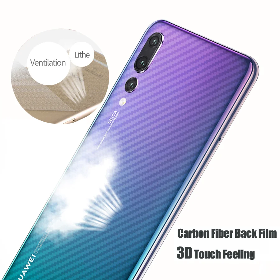 5 шт./лот 3D углеродного волокна наклейка на заднюю часть для huawei P30 P20 Pro Lite Коврики