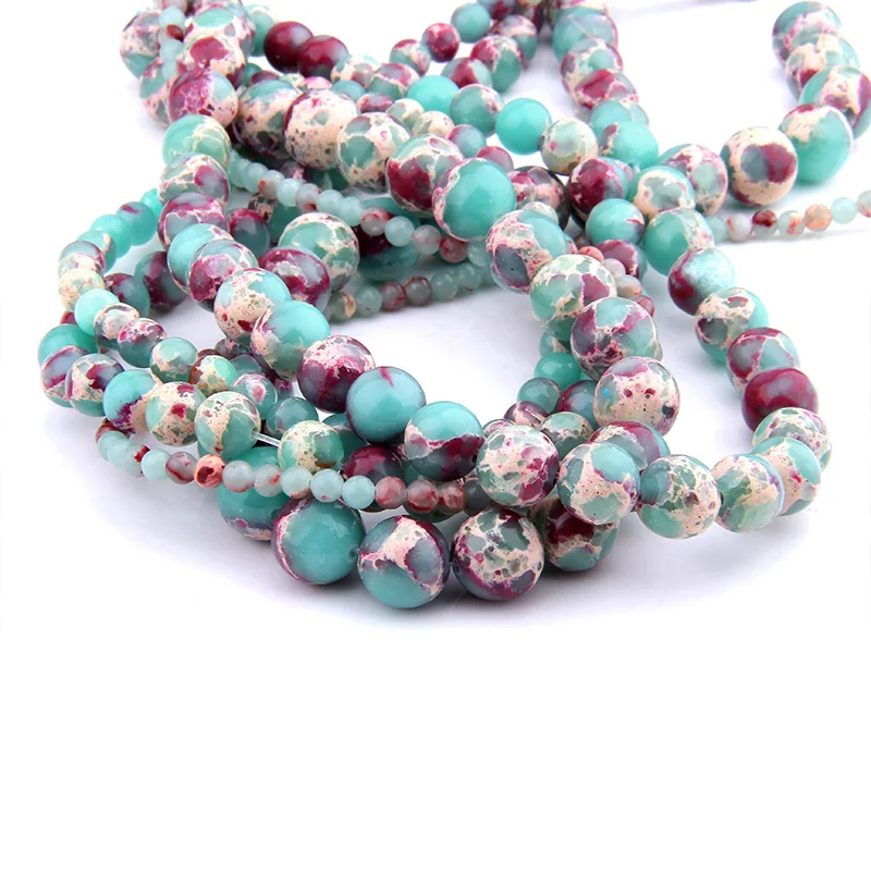 15inch smooth Round ShouShan Stone Snakeskin Blue Spacer loose Beads For Jewelry Making bracelet 4-12mm women men bulk diy | Украшения и
