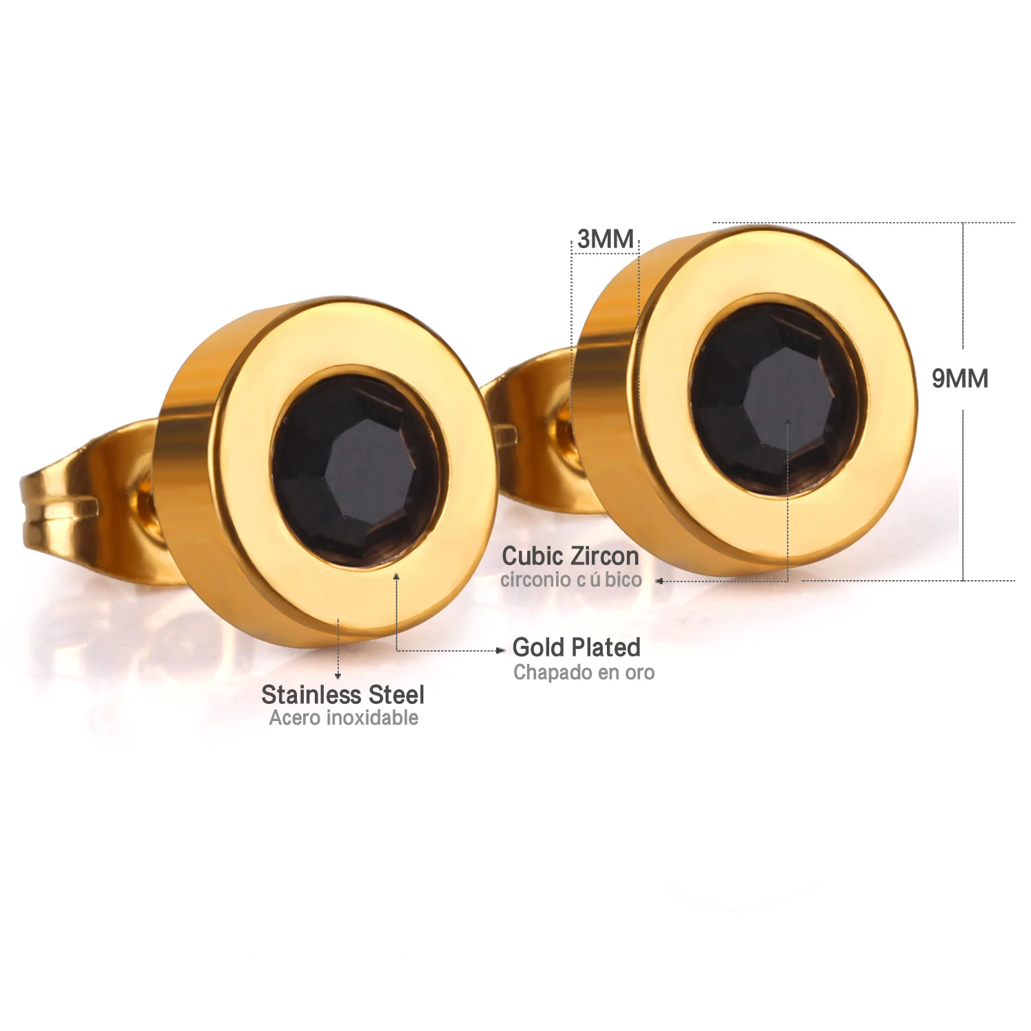Женские круглые серьги гвоздики из нержавеющей стали с фианитом|earrings jewelry|stainless