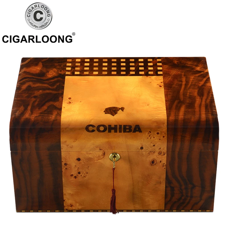 Фото COHIBA портсигар большой емкости двухэтажный увлажнитель для сигар с увлажнителем и гигрометром для сигар HH-9002 №2