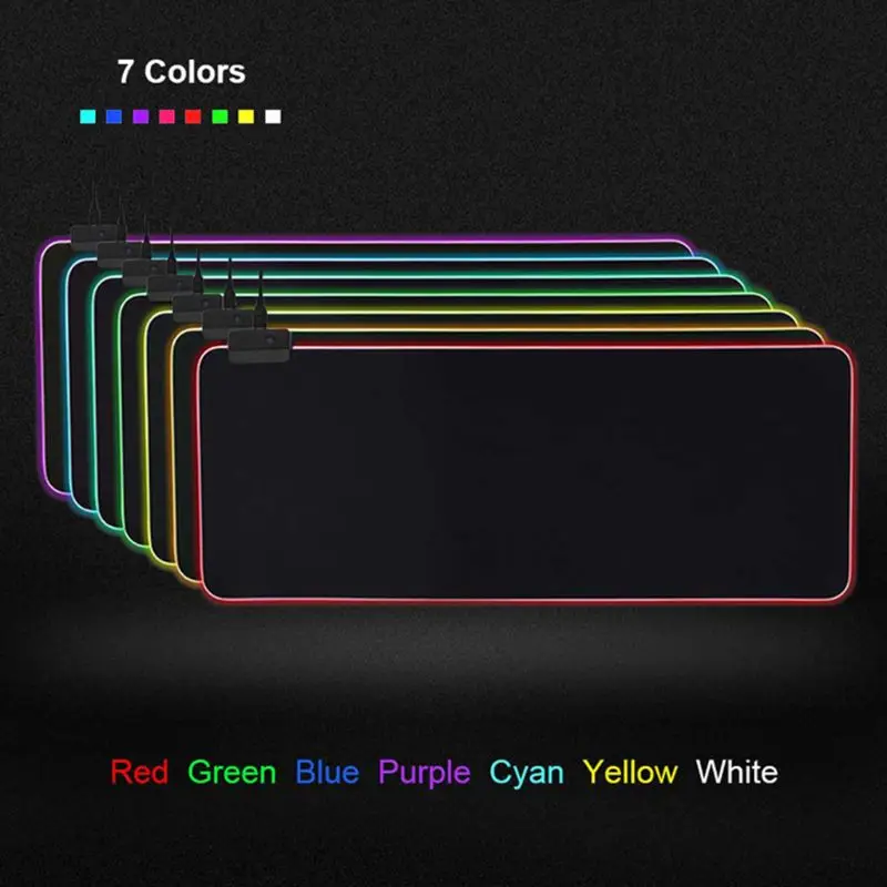 RGB 7 Красочный светящийся коврик для мыши, игровой светодиодный коврик для мыши с подсветкой для ПК, ноутбука, настольного компьютера, ноутбука, аксессуары