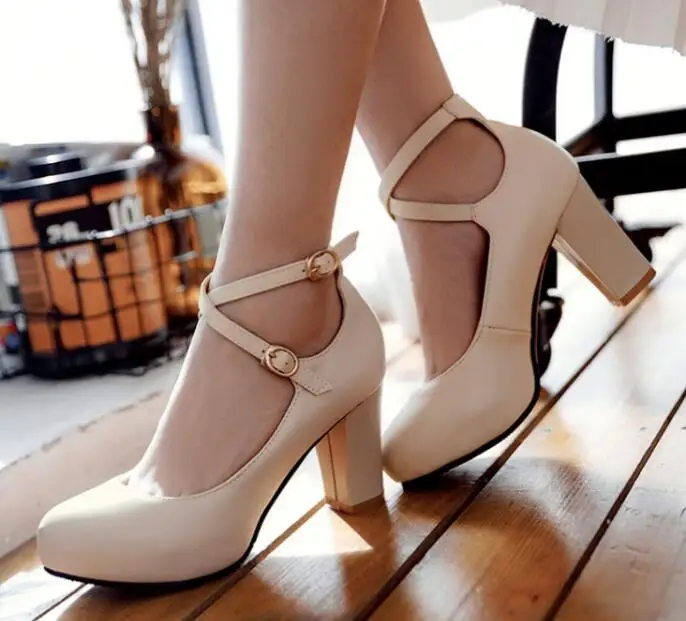 Женские сапоги на платформе Свадебная Коренастый дамы с ремешками лодыжках
