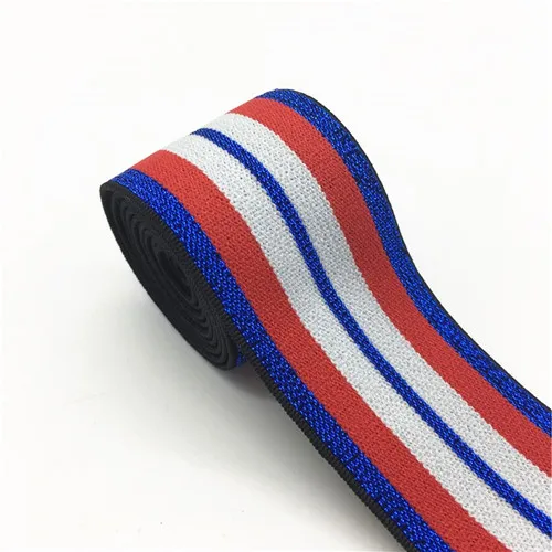 4cm blue white red 40 мм золотые серебряные полосы Эластичные ленты 4 см эластичные ленты сумки для одежды брюки эластичная резиновая тесьма DIY Швейные аксессуары 1 м - Цвет: 4cm blue white red