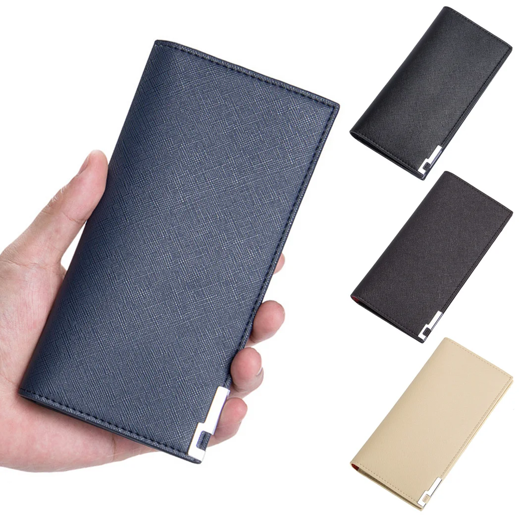 Длинный кожаный бумажник Бизнес Для мужчин Натуральная тонкий кошелек сцепления