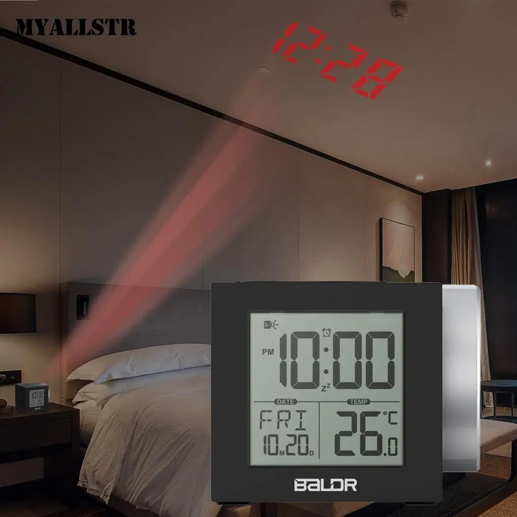 ЖК подсветка Электронный Цифровой температурный проекционный будильник с