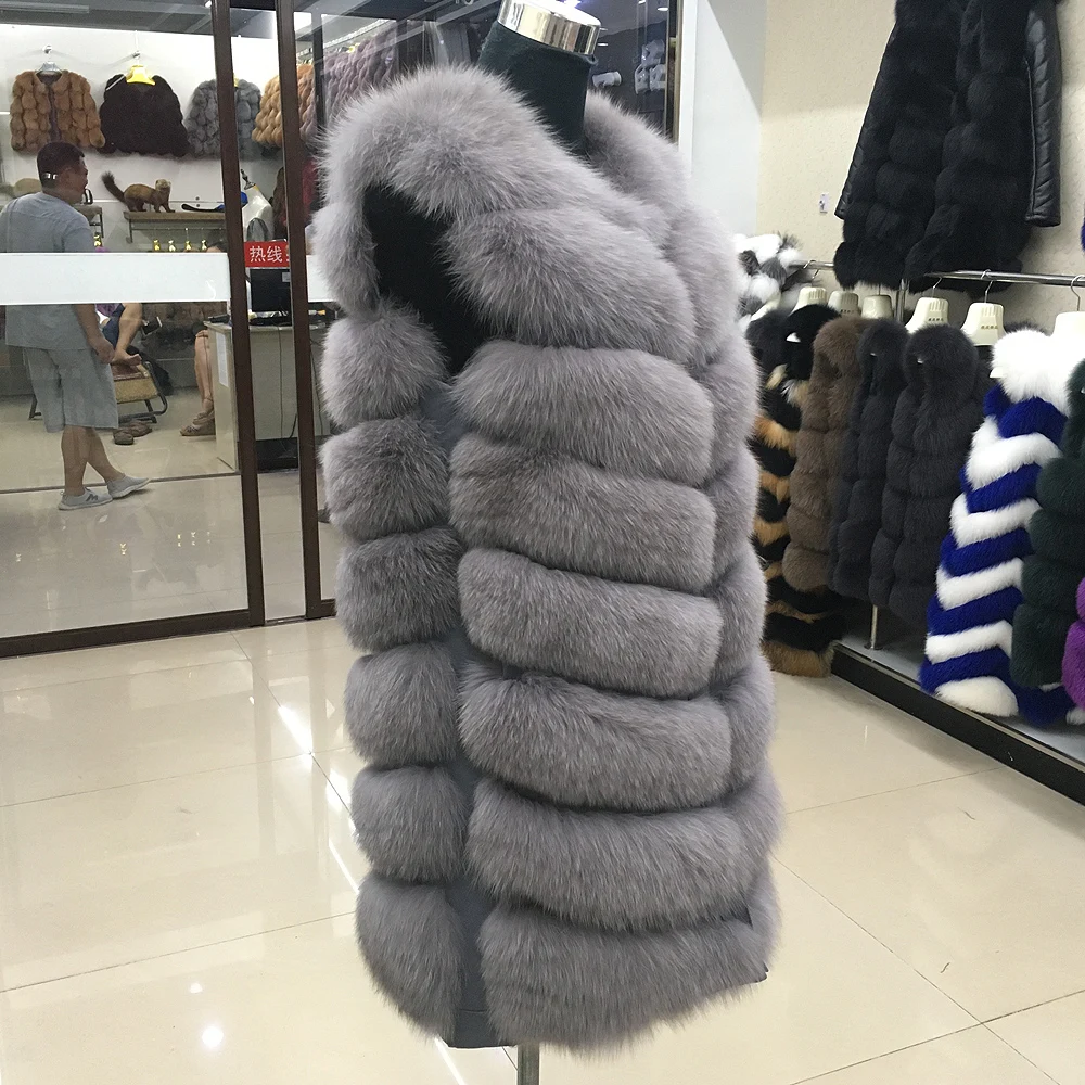 Новый женский жилет из натурального Лисьего меха осенне зимнее пальто теплый