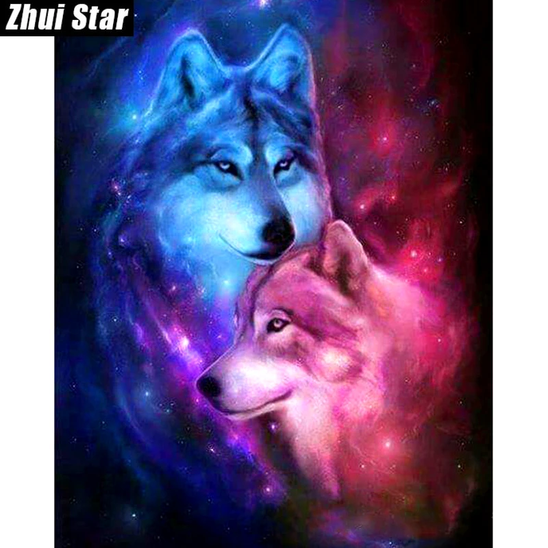 

Zhui Star 5D DIY Full Square Diamond Painting "Love Wolf" 3D Embroidery Cross Stitch Mosaic Painting Home Decor Gift BK