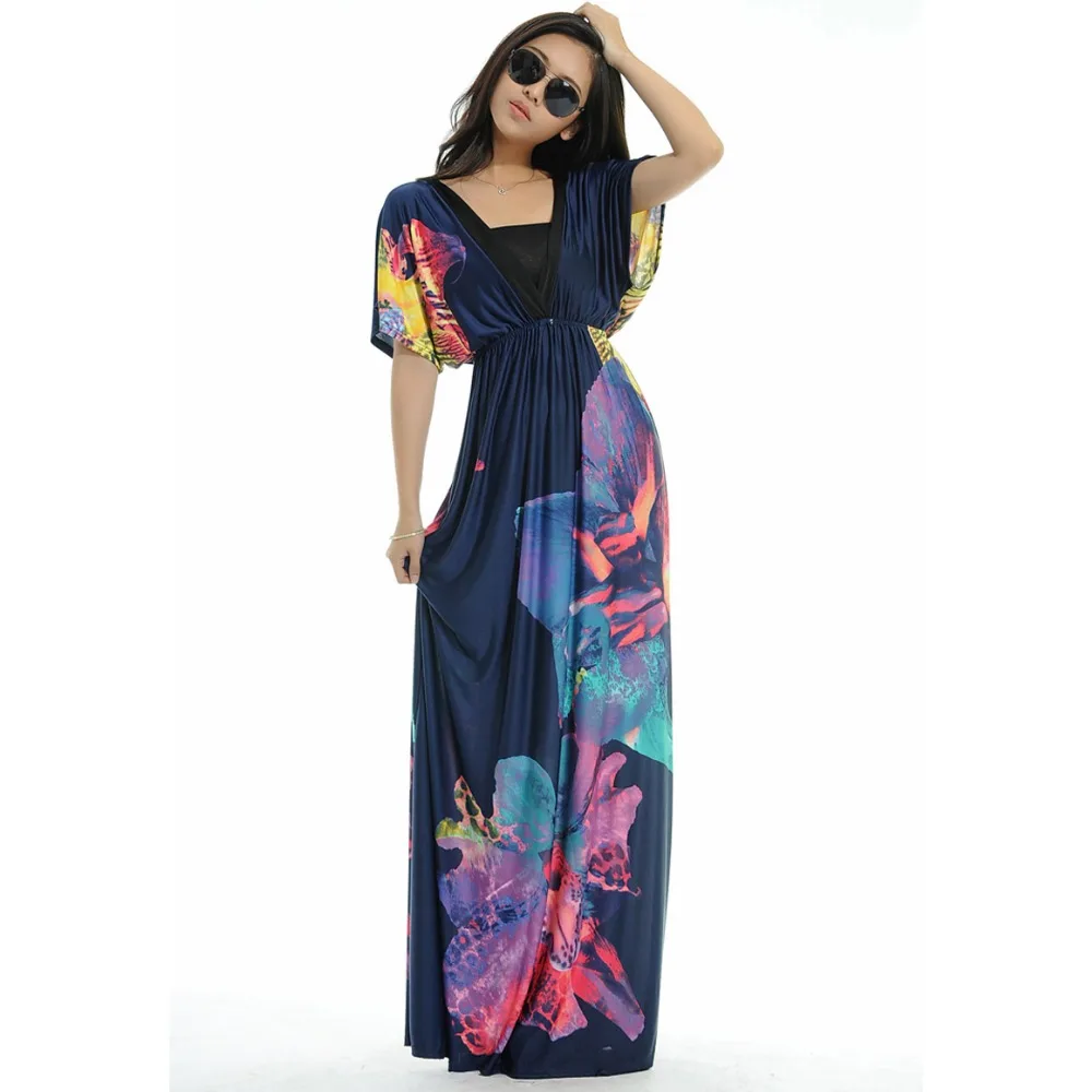 Женское летнее пляжное платье с V образным вырезом и рукавом летучая мышь|vestido