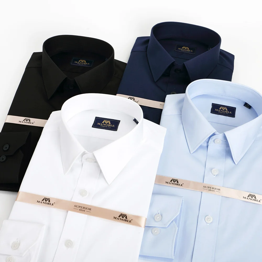 Men's Shirt 2021 Brands Long Sleeve Business Suits Shirts Solid Black Regular Fit business Mens Dress Shirts Camisa