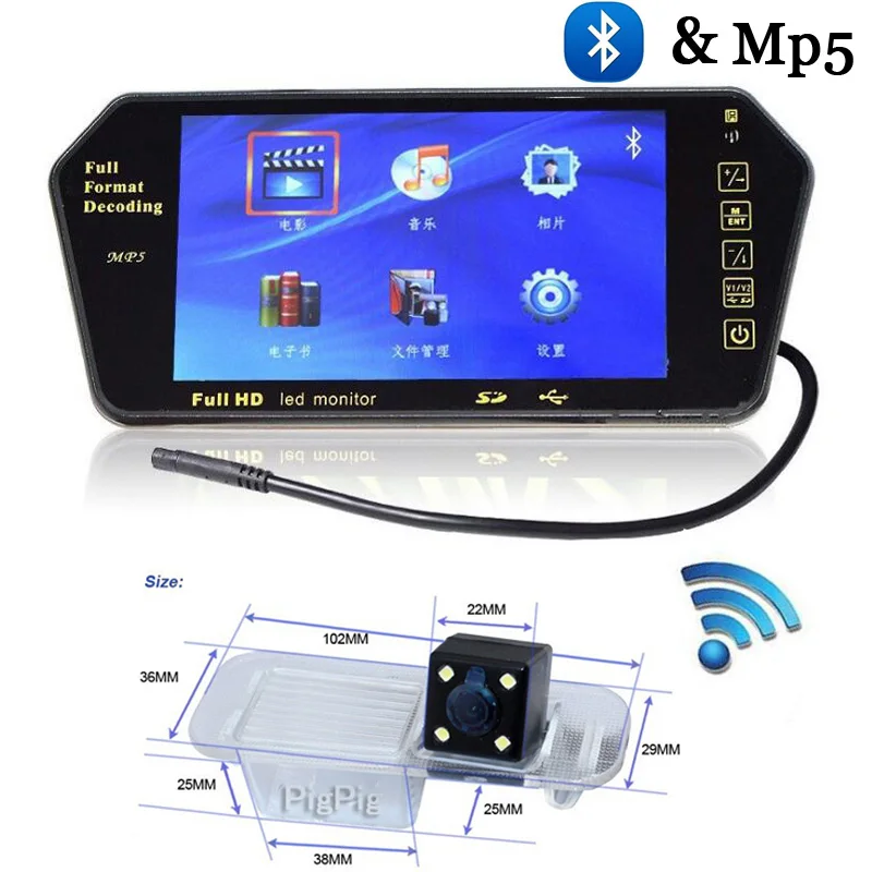 7 дюймовый HD TFT экран Bluetooth монитор на зеркало DC12V 1024*600 и специальная CCD камера