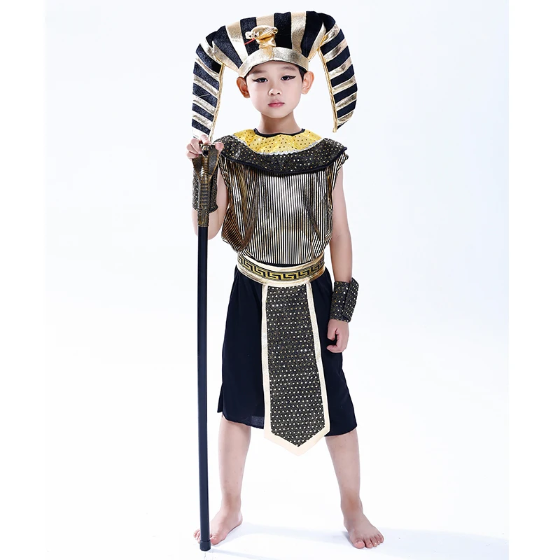 Египетский фараон маскарадные костюмы для мальчиков 2017 г. детские комбинезоны