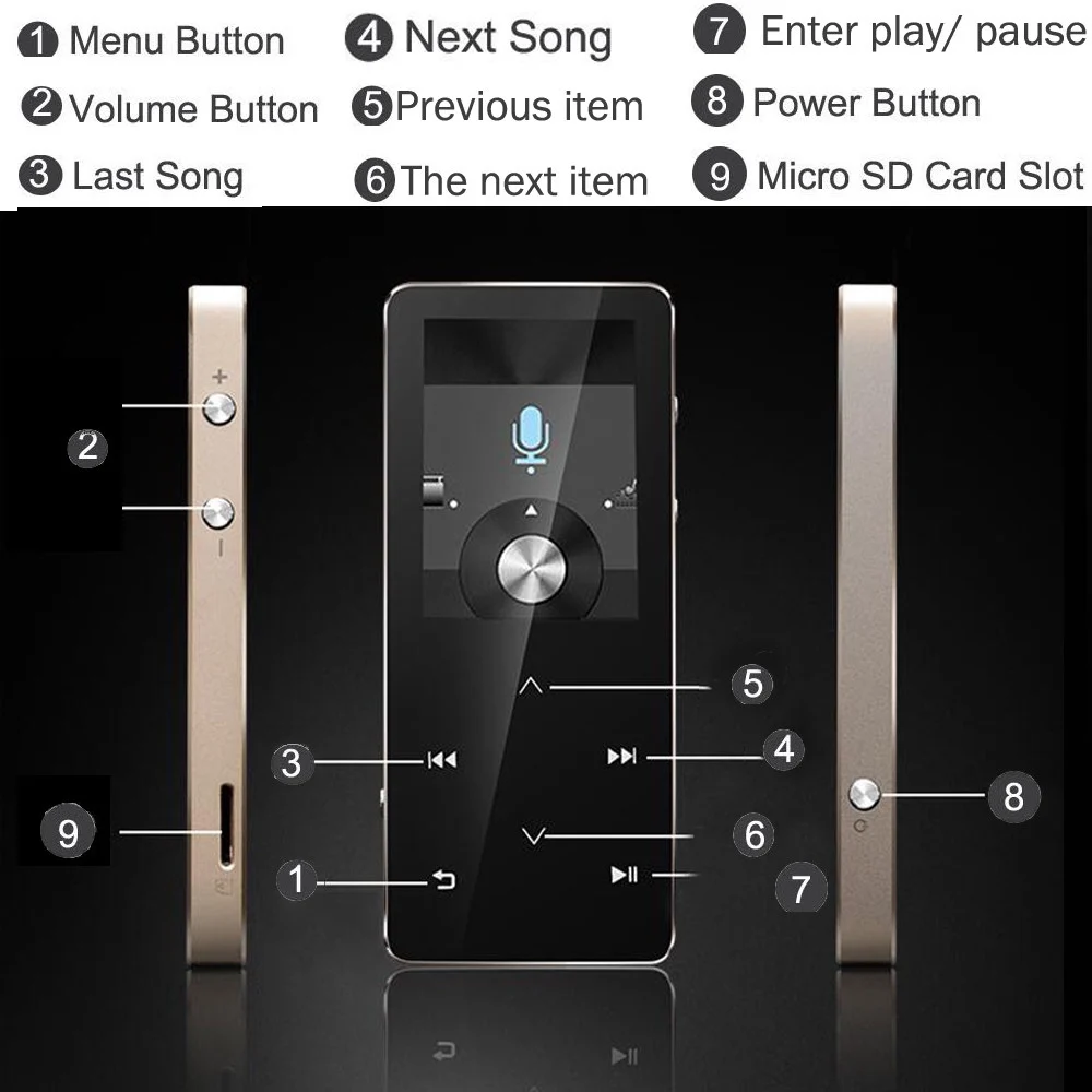 Bluetooth MP3 плеер 8 Гб сенсорный экран портативный без потерь Музыкальный с FM радио
