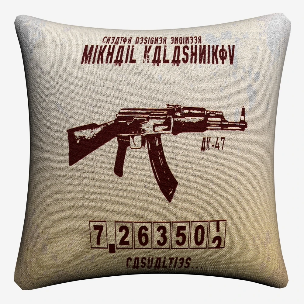 Калашникова AK 47 пистолет оружие декоративная льняная Наволочка на подушку