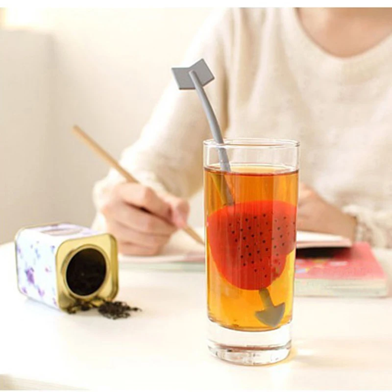 10 шт. ситечко для чая с красным сердцем силиконовые чайные пакетики свободными