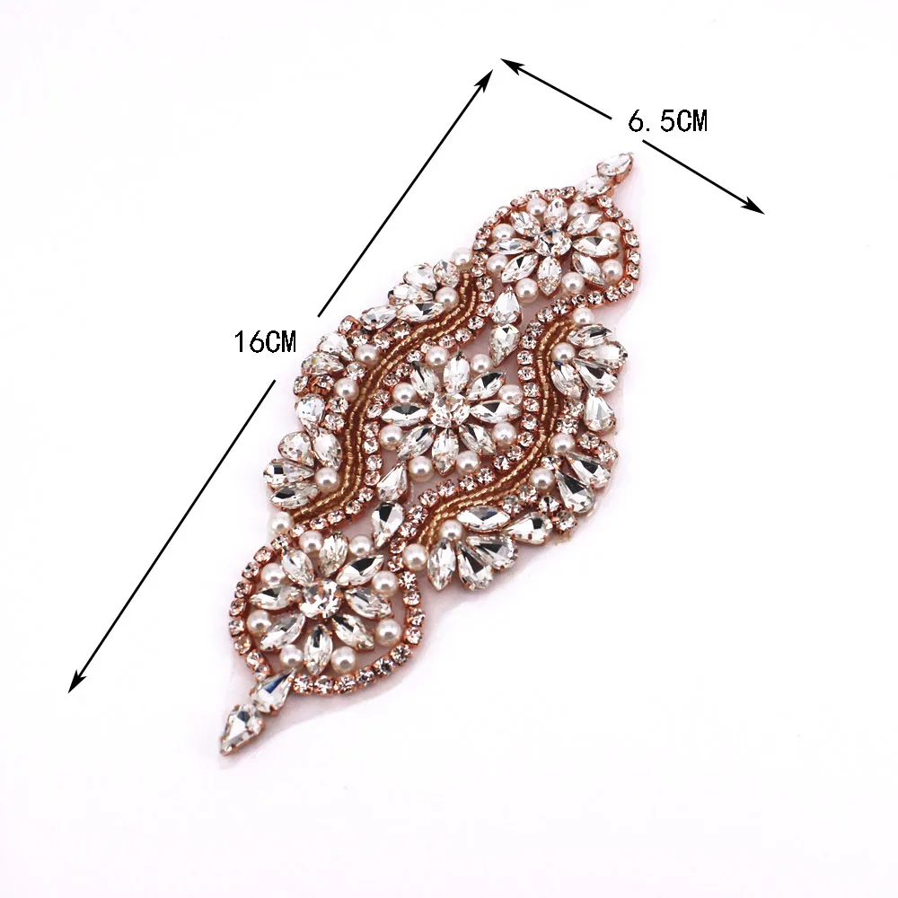 

16x6,5 см 1 шт. Роза Пришивание стразы аппликация Золотая основа прозрачные кристаллы стразы s DIY свадебное вечернее платье