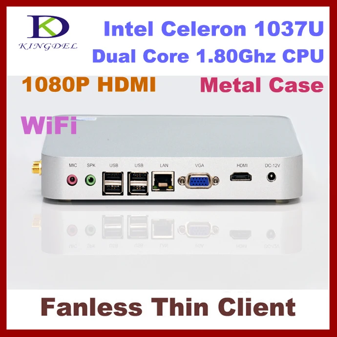 Безвентиляторный металл чехол неттоп Htpc Intel Celeron двухъядерный 4 ГБ оперативной