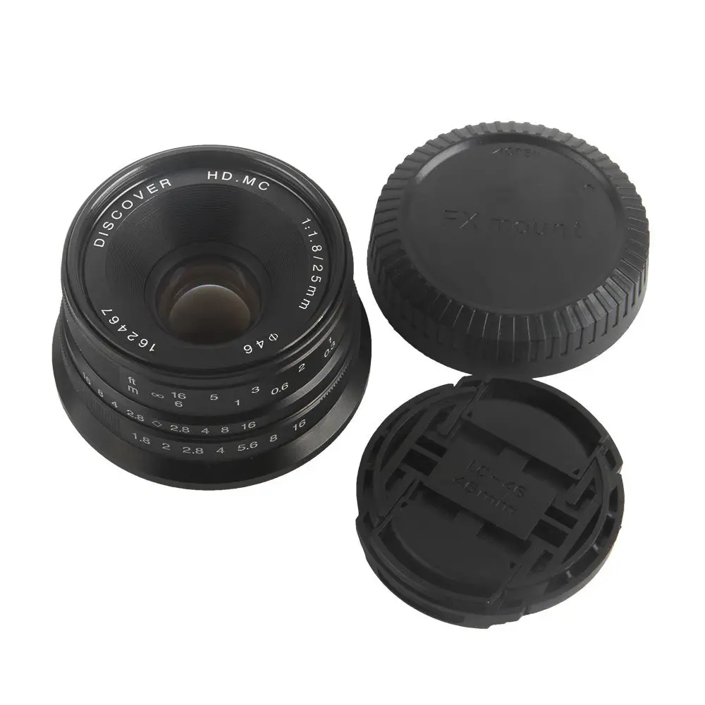 

Black/Sliver 25mm F/1.8 HD MC Manual Focus Lens+ 46mm Metal lens hood for Fuji X-E2 X-E1 X-Pro1 X-M1 X-A2 X-A1 X-T1 X-PRO2 X-T10