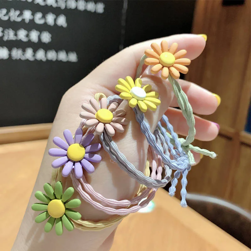 Заколки для волос с мультяшным цветочным рисунком милые эластичные резинки