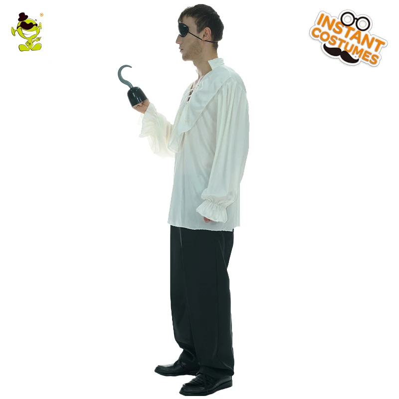

Deluxe White Pirate Shirt Costume Men Adult Pirate Role Play Fancy Dress For Halloween Carnival Party