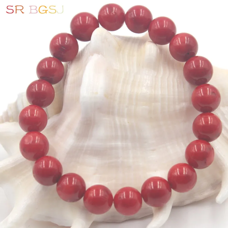 Free Shipping 6 8 10 12mm Round Natural Red Coral Gems Stone Handmade Stretchy Jewelry Bracelet 7&quot 7.5&quot 8&quot|bracelet free shipping|jewelry