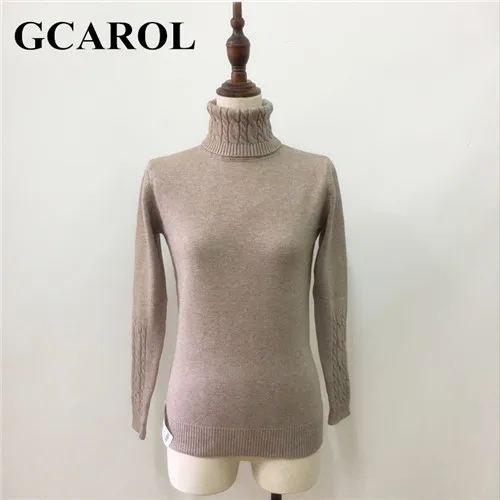 GCAROL Новое поступление женский свитер с высоким воротом твист стрейч вязаный пуловер осень зима толстые базовые вязаные топы с 6 цветов - Цвет: Хаки