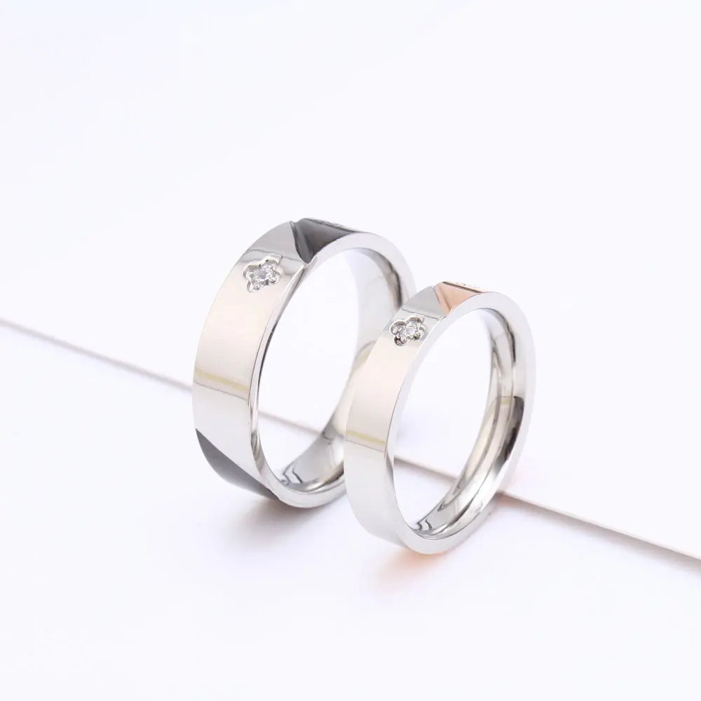 Кольца для пар корейское кольцо влюбленных из нержавеющей стали двухцветное