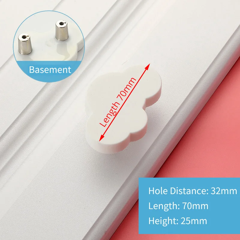 Cloud 32mm KAK детская комната ручки для ящиков и ручки Луна Звезда мультфильм Мебельная ручка ПВХ облако дверные ручки Шкаф Тянет для детей - Цвет: Cloud 32mm