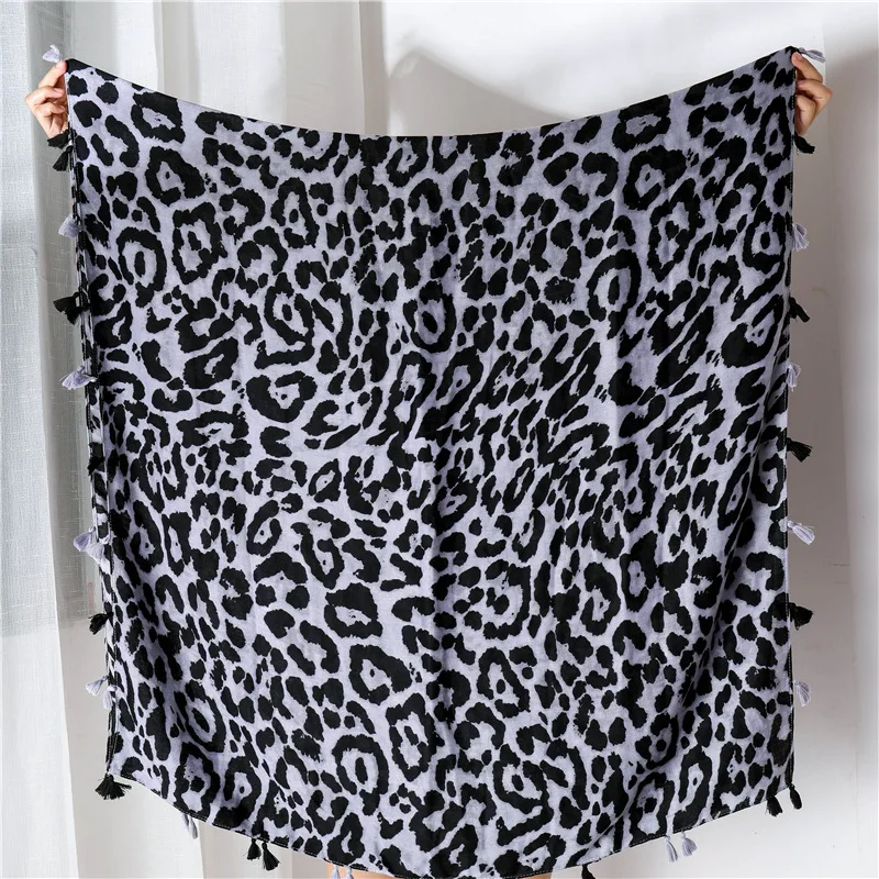 

2019 Fashion Women Leopard Print Scarf 180*90cm Leopard Stole Thin Cotton Warm Large Shawls and wraps foulard femme cachecol