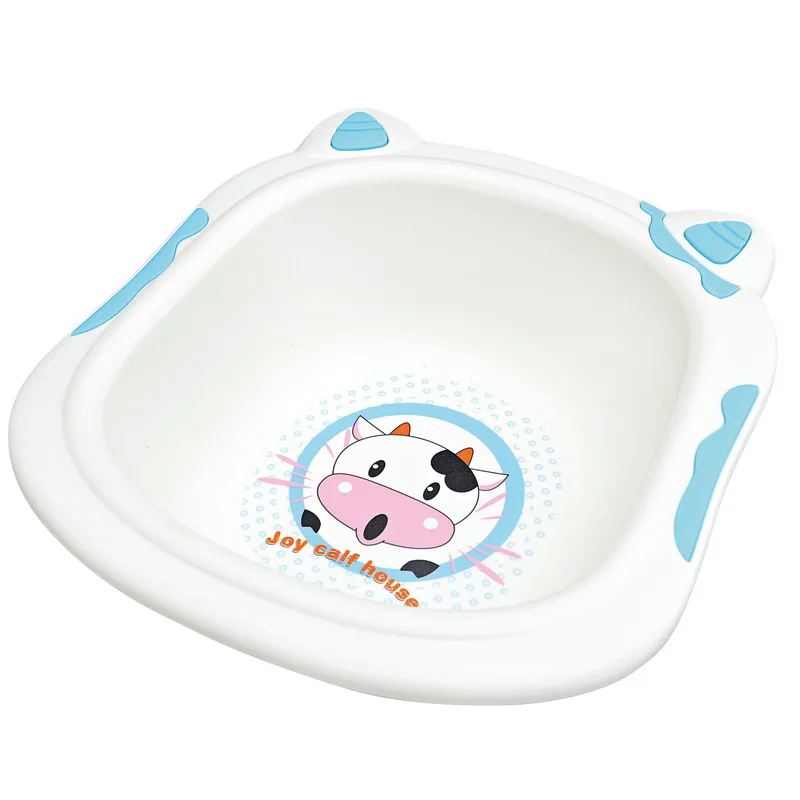 Cute Cartoon Baby Washbasin Newborn Infant Wash Face Foot Ass Bath Tub Children's Cow Washing Bathtub | Мать и ребенок