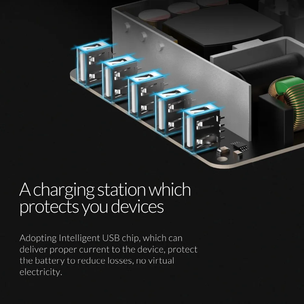 ORICO 5 портов USB Зарядное устройство Док-станция с держателем телефона 5V2. 4A* 5 40 Вт Max для Xiaomi huawei iPhone и планшетных ПК