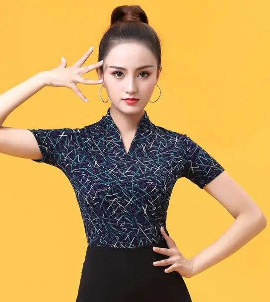 

2019 new Sexy Dance Clothes top Women Latin Salsa Rumba Chacha Dance Performance Practice Costume YT0518