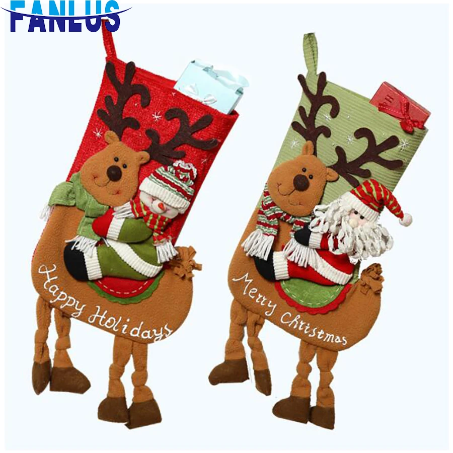 1 шт. нетканый материал с Рождеством Санта Клаус чулки большой размер украшения