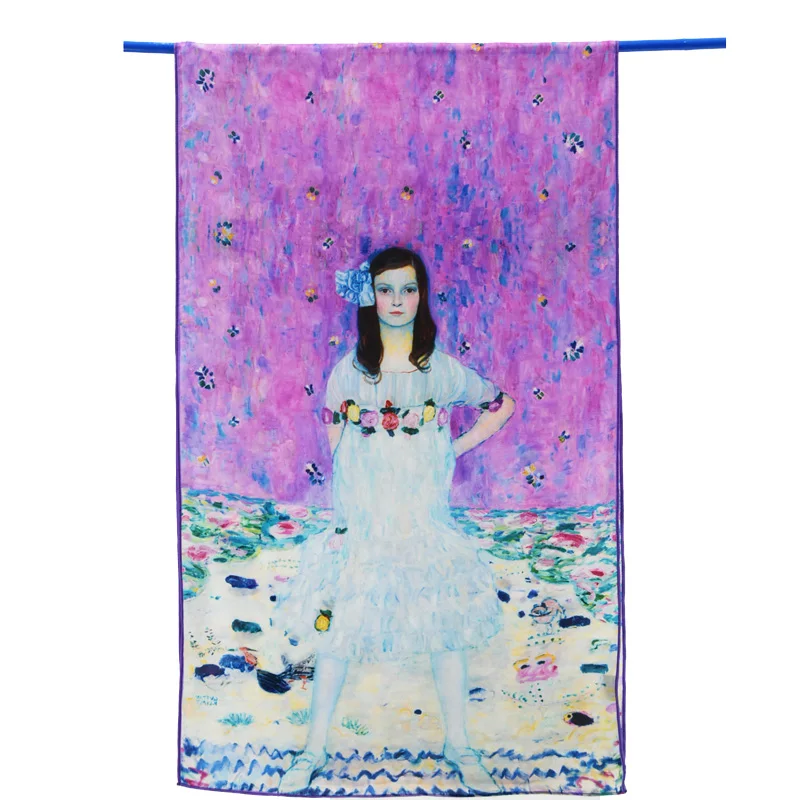 Шарф Yilijin из 100% натурального шелка для женщин известная масляная краска Klimt